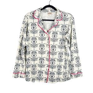 Bedhead PJs Women Organic Cotton Jersey Long Sleeve Classic PJ Shirt Seahorses M
